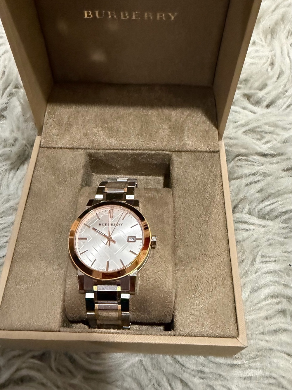 Burberry Two-Tone Silver & Gold Round Bracelet Watch